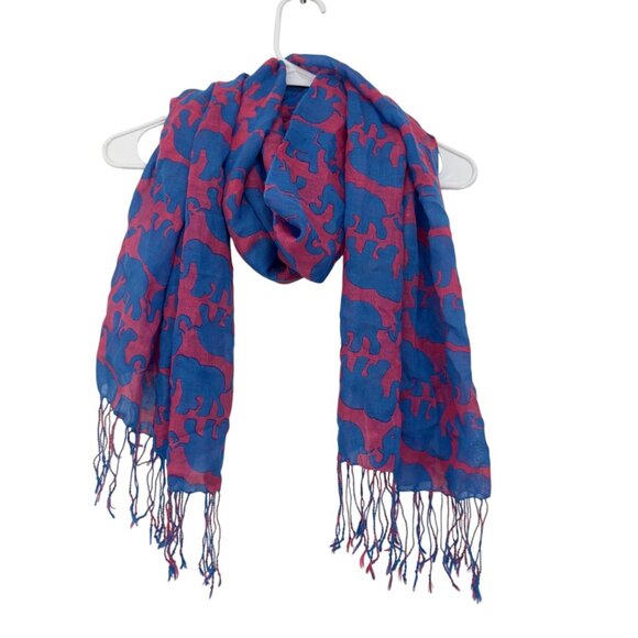 Lilly Pulitzer Silk&Cashmere Elephant Print Scarf  27''X74'' Multifuntional Wrap - Picture 12 of 12